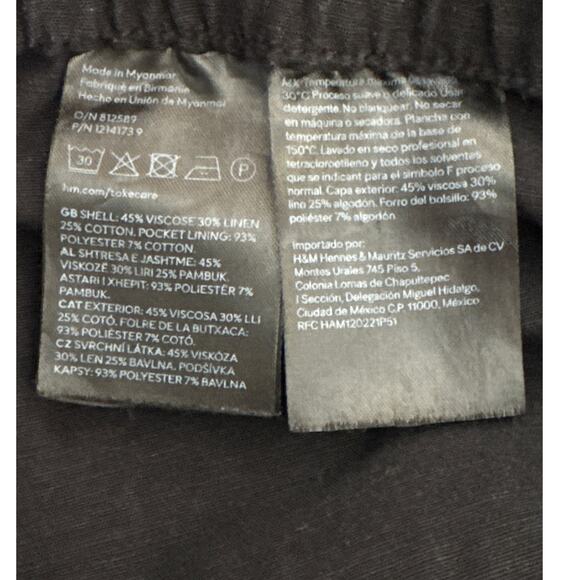 H&M Linen Blend Pull-On Shorts Black Size M - Picture 7 of 7